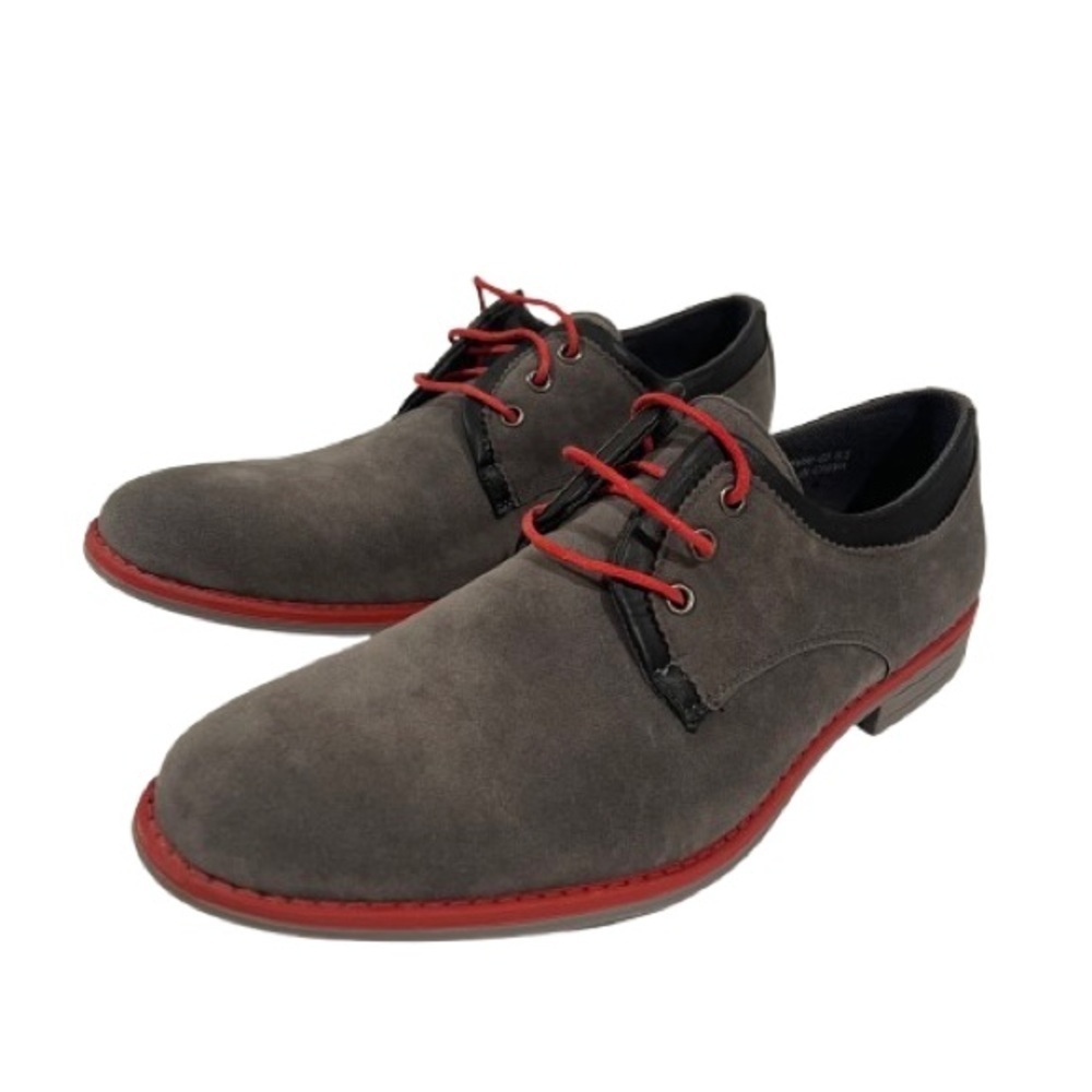 Men’s Royal Shoes Faux Suede Grey Red Oxford Dress Shoes Size 8.5!